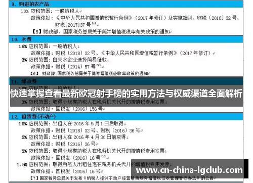 快速掌握查看最新欧冠射手榜的实用方法与权威渠道全面解析 快速掌握查看最新欧冠射手榜的实用方法与权威渠道全面解析